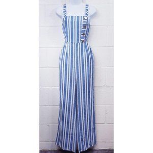 SHEIN Blue & White Striped Wide Leg Jumpsuit